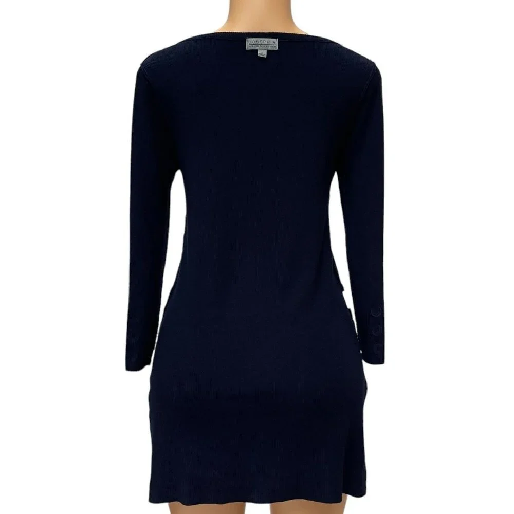 Joseph A Women Pullover Sweater Navy Blue Boat Neck Bronze Tone Eyelets NWOT - Picture 8 of 10